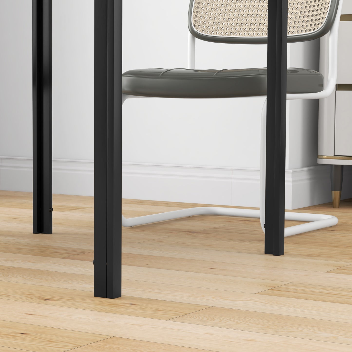 Square Dining Table | 75x75x75cm | 6mm Tempered Glass Top | Powder Coated Steel Legs | 2-4 People | 80kg | Black