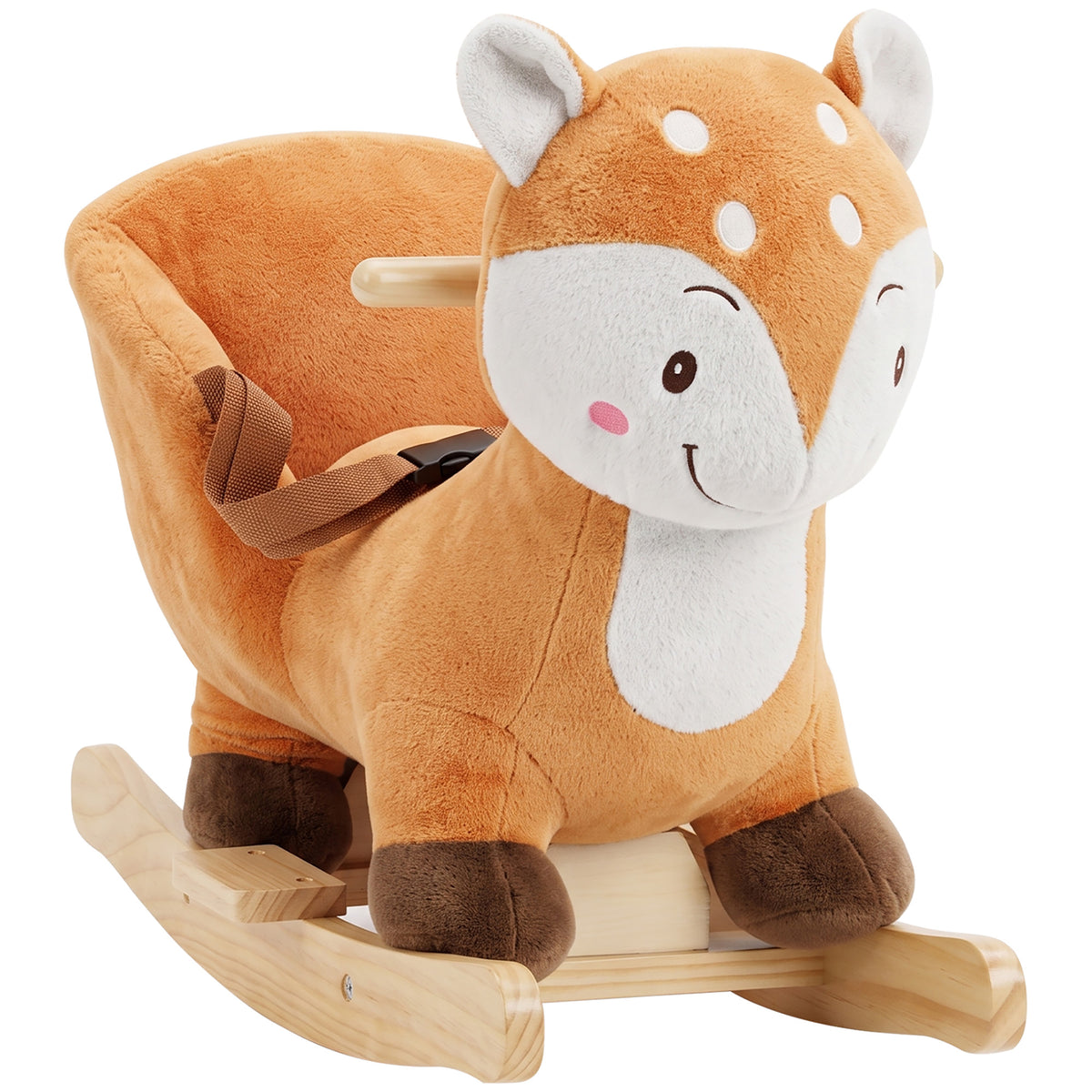 Rocking Horse Ride-On Toy | Brown Deer Design with Sounds, Safety Belt & Rocking Stoppers | 12-36 Months | 25 kg