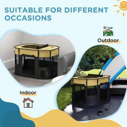 PawHut Foldable Camping Dog Pen with Storage Bag for Indoor/Outdoor Use, Yellow