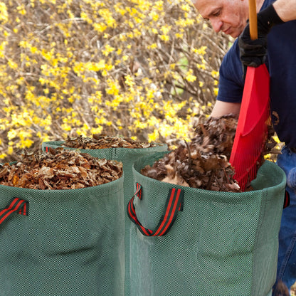 Garden Waste Bags, 300L x 3 Heavy Duty, Foldable and Reusable Garden Sacks W/ Handles for Collecting Waste, Plant Waste Grass and Leaves
