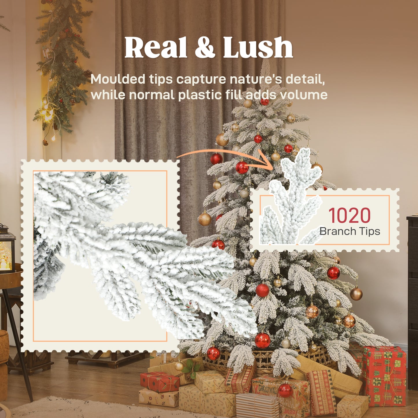 5ft Super Flocked Christmas Tree - Green/White