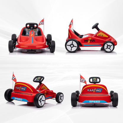 AIYAPLAY 6V Electric Go Kart for Kids with Music, Light, Horn, for 3-5 Years, Red / Blue / Yellow