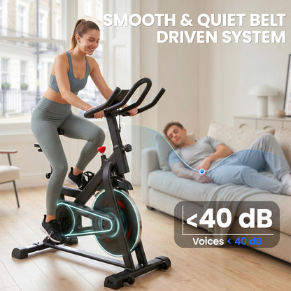 Indoor Exercise Bike | Magnetic Resistance | App Connected | Adjustable Seat | Black