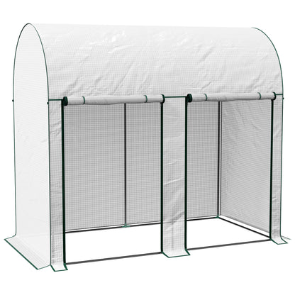 Outsunny Walk-In Greenhouse W/  Zipped Roll Up Doors, Plastic Cover And Arched Top for Tomatoes, Flowers, Vegetables and Herbs - White