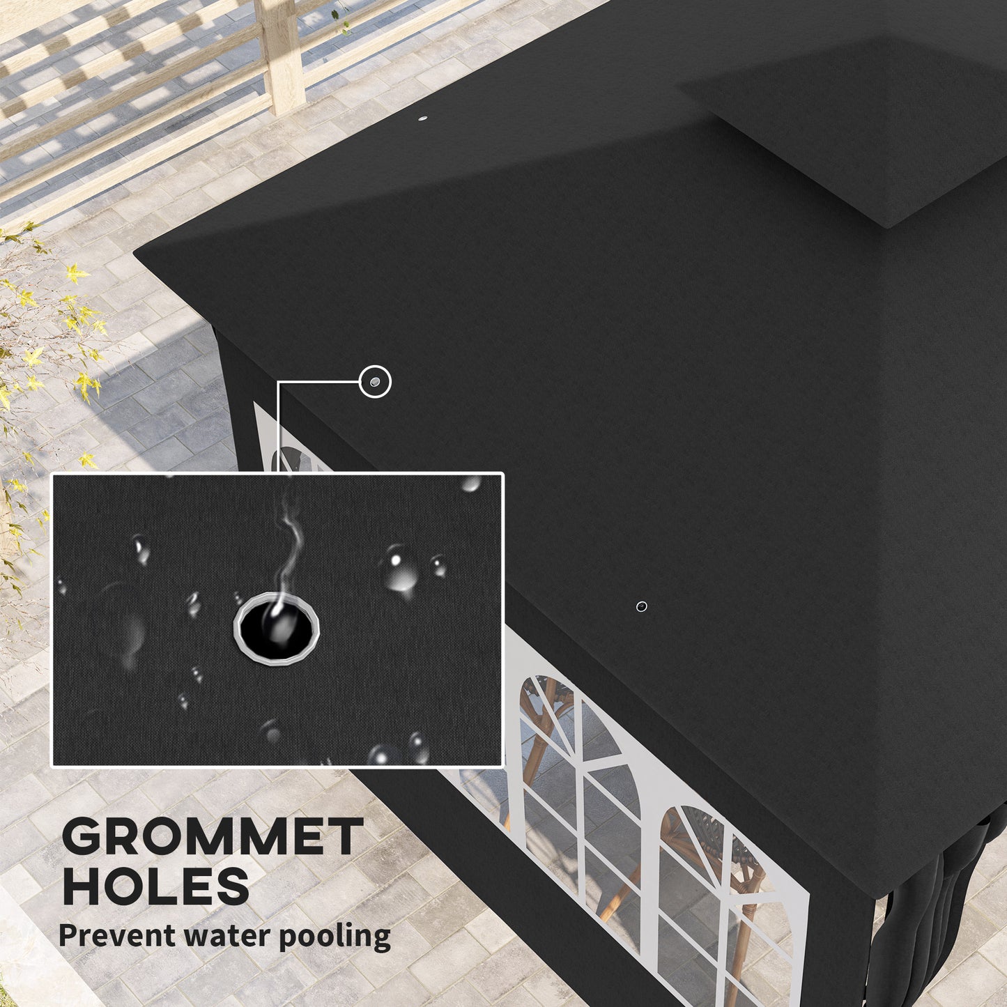 Outsunny 3 x 3 m Garden Gazebo, Double Roof Metal Gazebo with Removable Sidewalls and Church Windows, Outdoor Canopy Shelter
