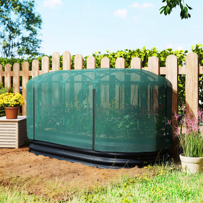 Galvanised Raised Garden Bed Kit with Self Watering System and Mesh Cover, Garden Boxes, 6x3Ft, Dark Grey and Green