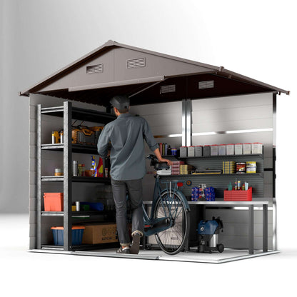 Outsunny Garden Storage Shed with Sliding Door - Brown Wood Effect