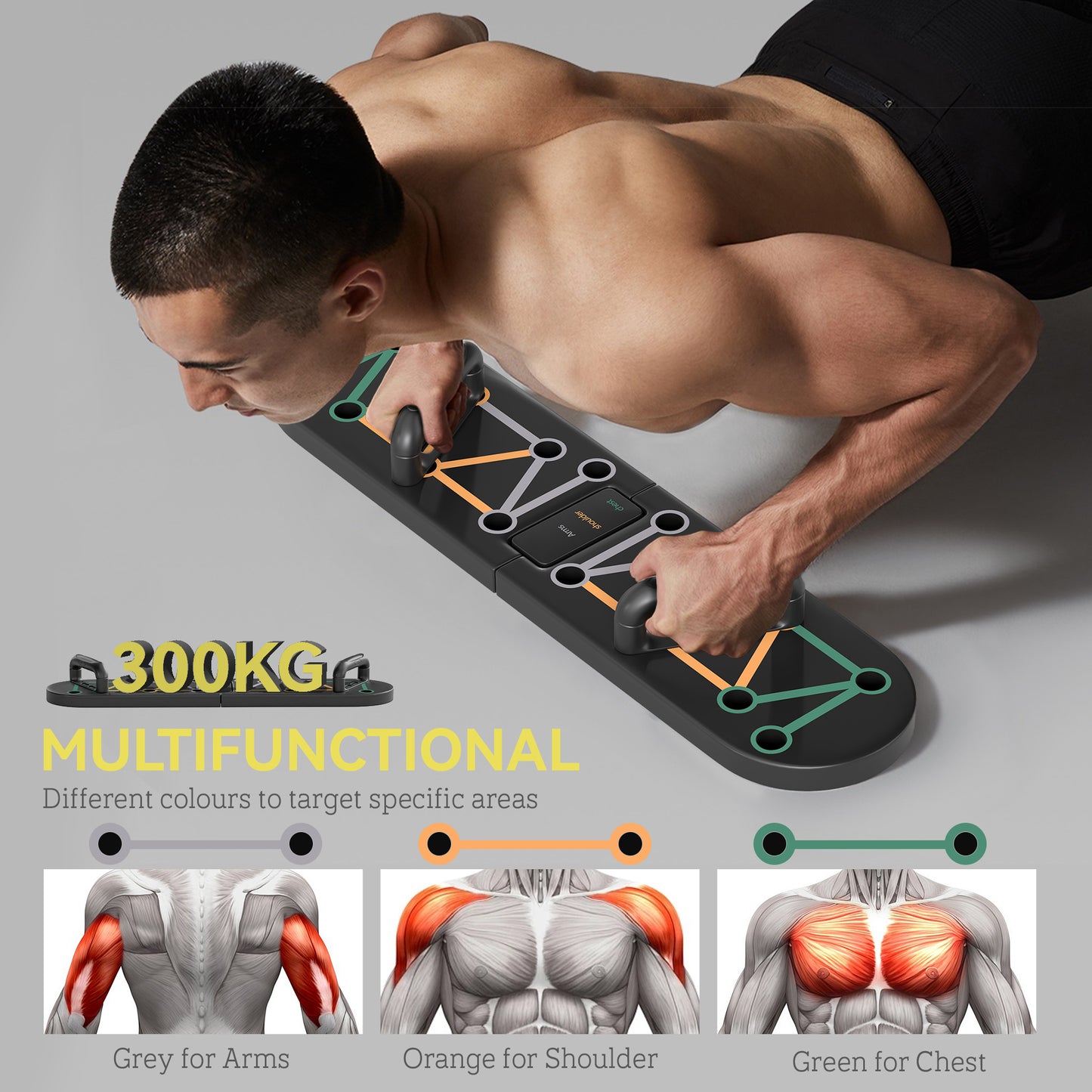 Foldable Push Up Board, 11-in-1 Press Up Board, Portable Pushup Stand with Non-slip Pads, Multi-function Home Gym Equipment for Arm, Shoulder