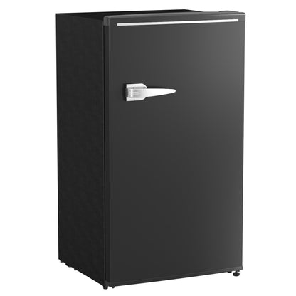 Under Counter Fridge, 85L Small Retro Vintage Style Refrigerator with Chiller Box, Adjustable Thermostat, Glass Shelves, Black