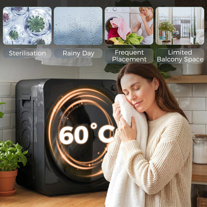 Compact Vented Tumble Dryer | 5kg | 1000W | 5 Drying Modes | Stainless Steel Drum | Stackable | 54dB | Black