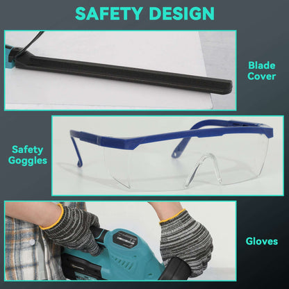 Outsunny Cordless Hedge Trimmer, Electric Hedge Cutter with 51cm Blade, Brushless Motor and 2 Batteries for Branches, Shrubs, Twigs, Blue