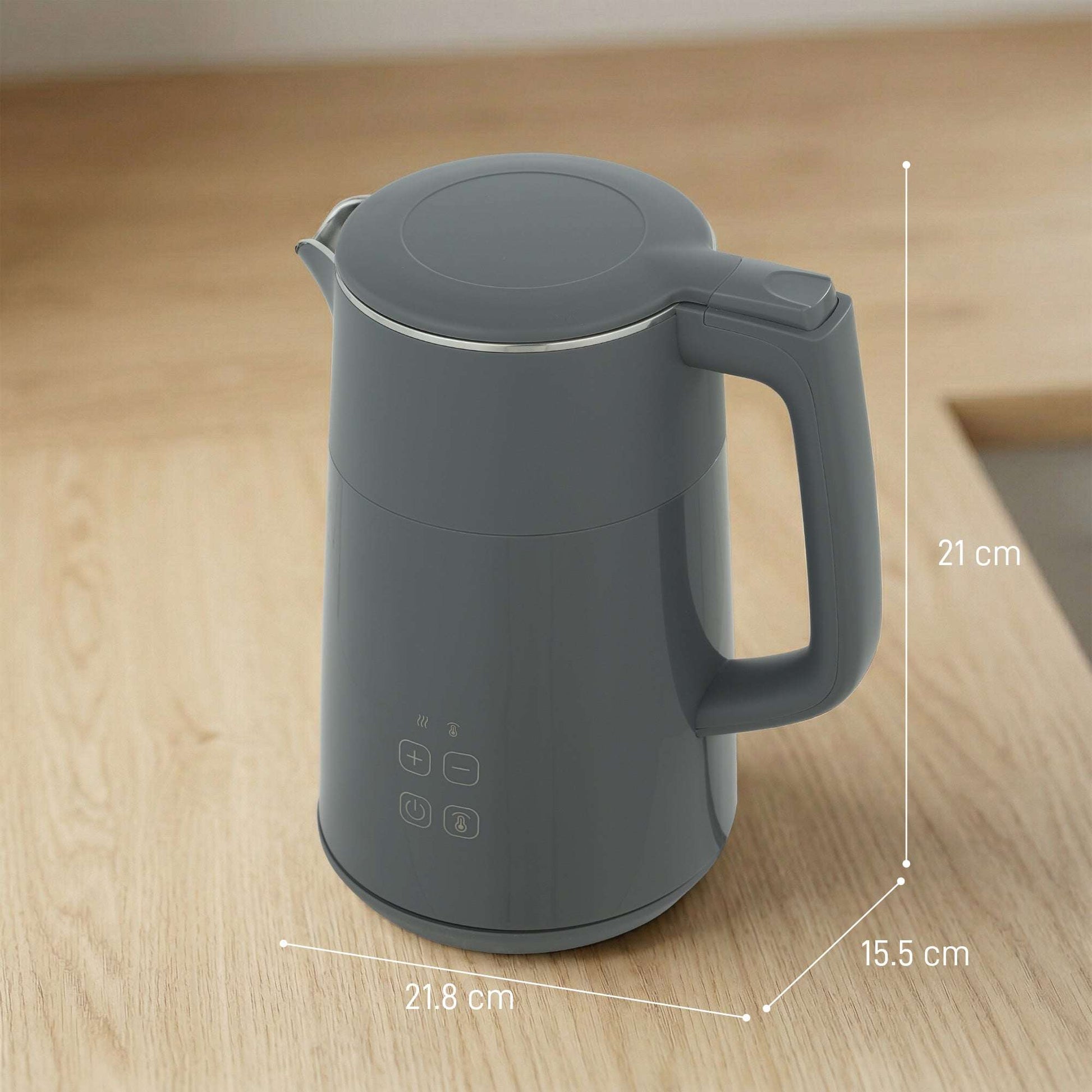 1.7L Electric Kettle | 3000W | 7 Temperature Settings 40-100°C | 2hr Keep-Warm | 304 Stainless Steel PTFE-Free | Boil-Dry Protection | Auto Shut-Off | 360° Swivel Base | Grey