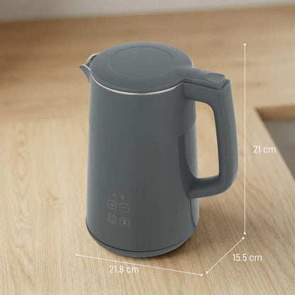 1.7L Electric Kettle | 3000W | 7 Temperature Settings 40-100°C | 2hr Keep-Warm | 304 Stainless Steel PTFE-Free | Boil-Dry Protection | Auto Shut-Off | 360° Swivel Base | Grey