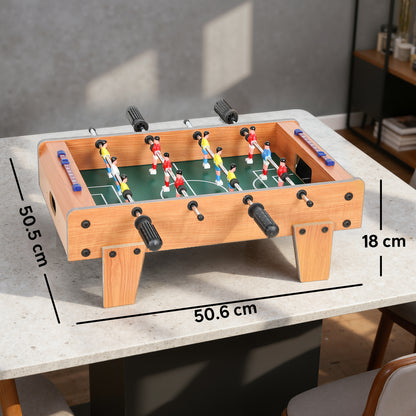 20 in Table-top Football Table with Stainless Steel Rods, Compact Foosball Table for Kids and Adults, All-Inclusive Foosball Game Set for Indoor, Nature Wood Finish