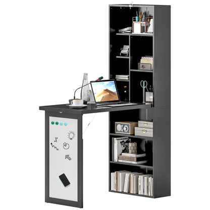 Three-Part Work Desk, with Storage and Chalkboard - Black