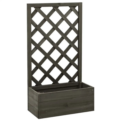 Outdoor Garden Trellis Planter Box For Tall Plants Courtyard Decoration Plant Rack Fir Wood 50x25x90 cm - Grey