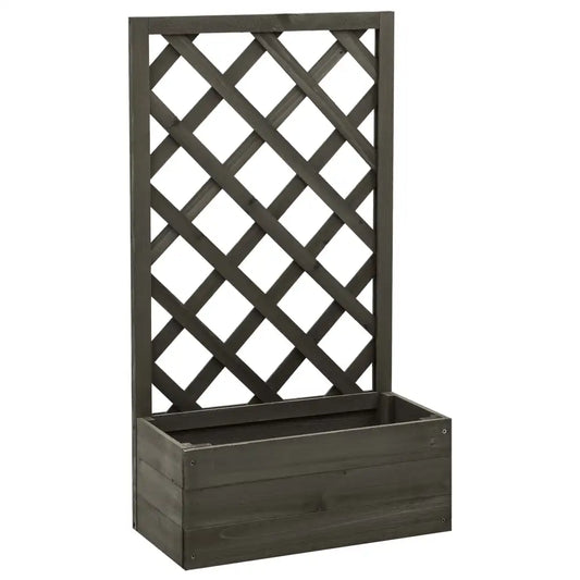 Outdoor Garden Trellis Planter Box For Tall Plants Courtyard Decoration Plant Rack Fir Wood 50x25x90 cm - Grey