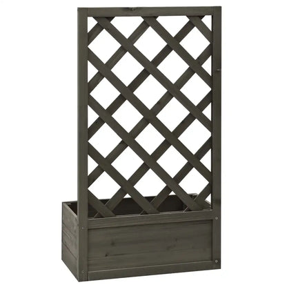 Outdoor Garden Trellis Planter Box For Tall Plants Courtyard Decoration Plant Rack Fir Wood 50x25x90 cm - Grey