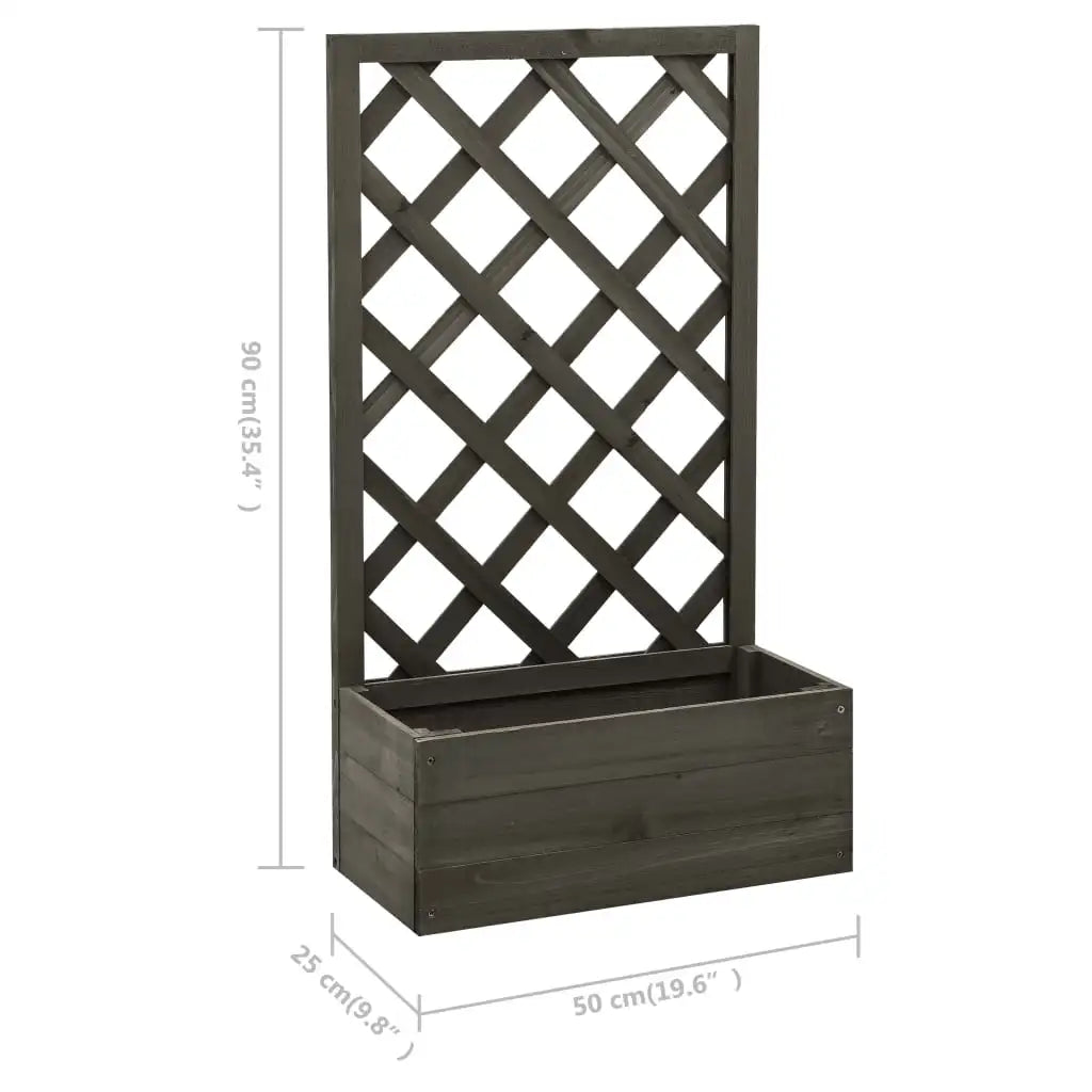 Outdoor Garden Trellis Planter Box For Tall Plants Courtyard Decoration Plant Rack Fir Wood 50x25x90 cm - Grey