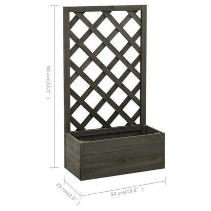 Outdoor Garden Trellis Planter Box For Tall Plants Courtyard Decoration Plant Rack Fir Wood 50x25x90 cm - Grey