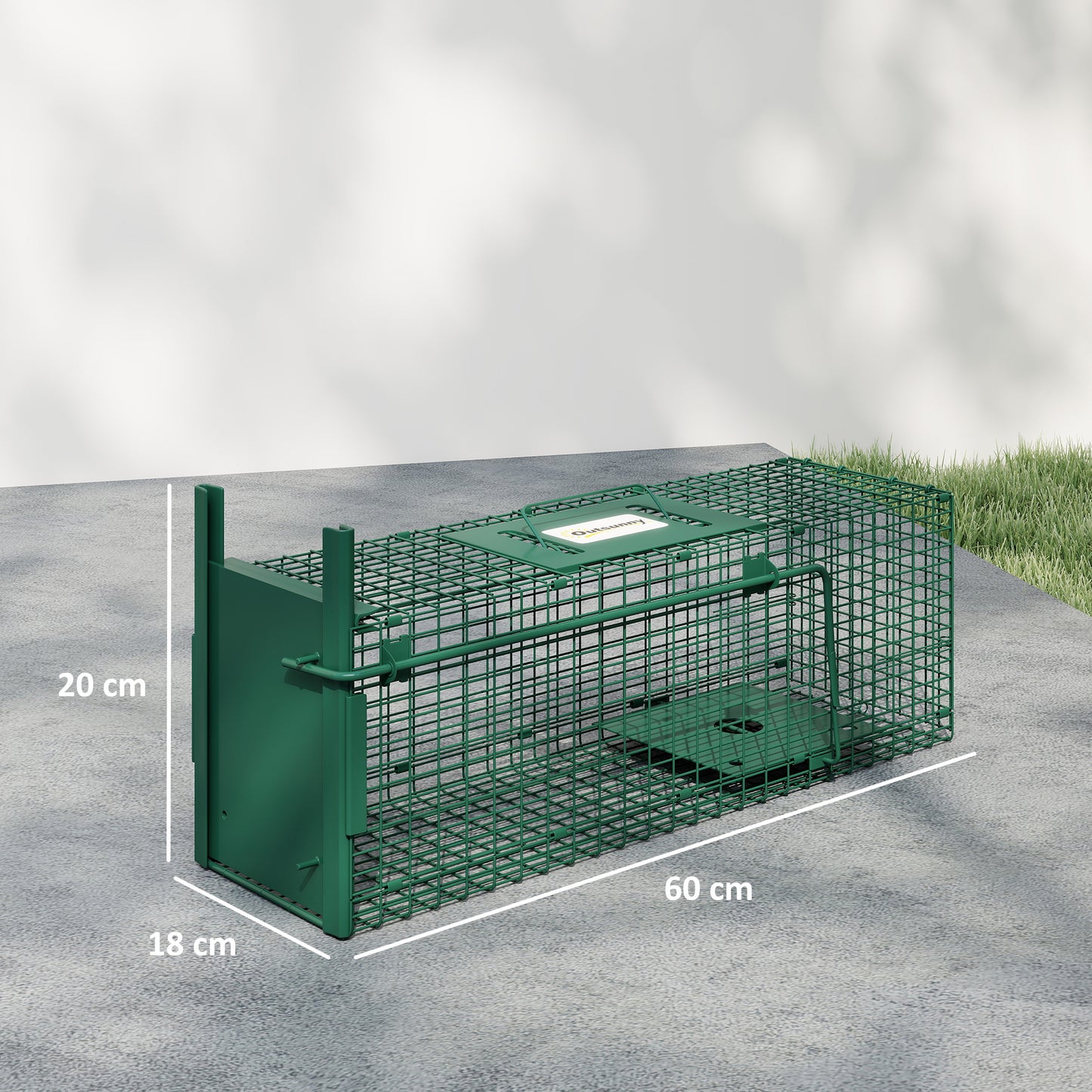 Outsunny Humane Metal Rat Trap with Single Door, for Small Animals, Dark Green