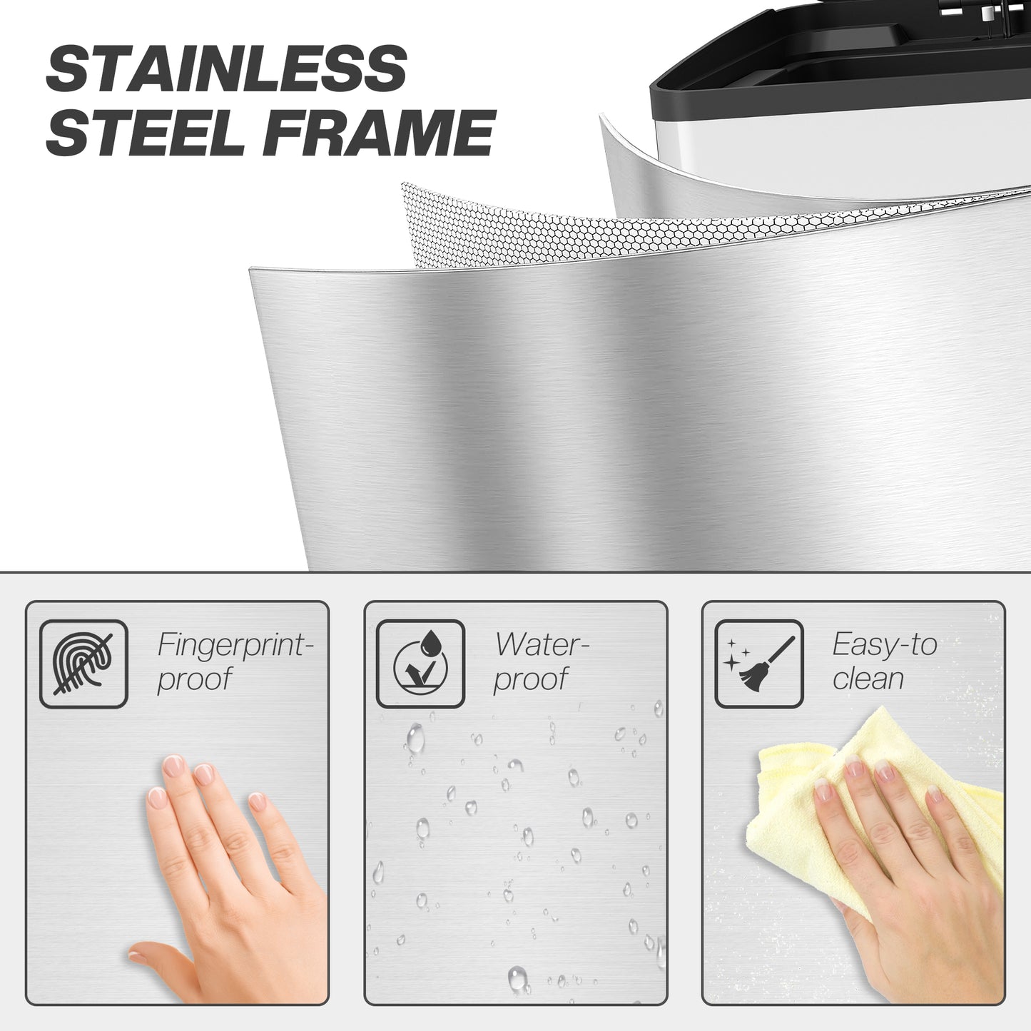 40L Dual Compartment Stainless Steel Bin, with Deodoriser Holders - Silver Tone / Gold Tone