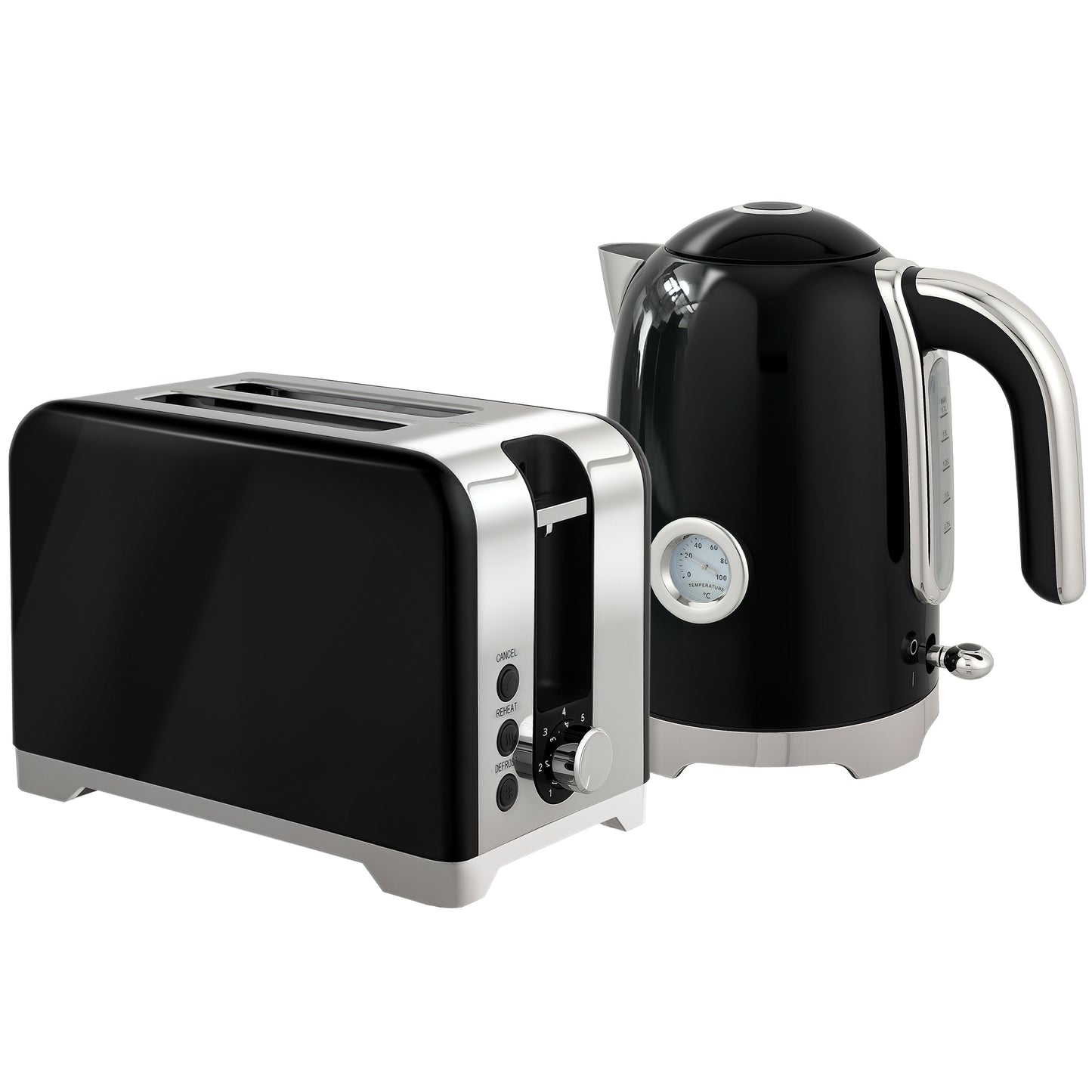 Retro Toaster and Kettle Set - Black / Cream
