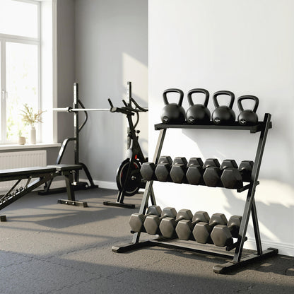 SPORTNOW 3-Tier Adjustable Dumbbell Rack, Heavy-Duty Weight Rack for Dumbbells, Kettlebells and Multiple Balls, Space-Saving Weight Storage Stand for Home Gym, 200 KG Capacity