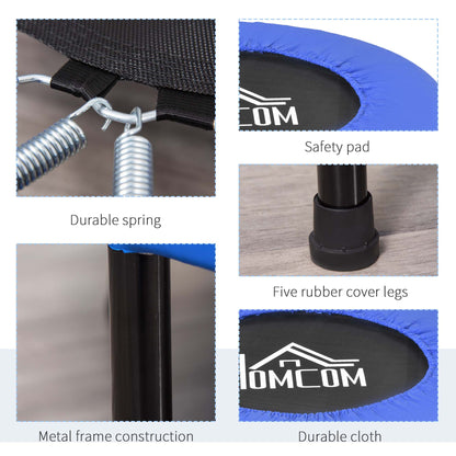 32" Mini Fitness Trampoline Home Gym Yoga Exercise Rebounder Indoor Outdoor Jumper with Safety Pad, Support Up to 100 KG, Blue and Black