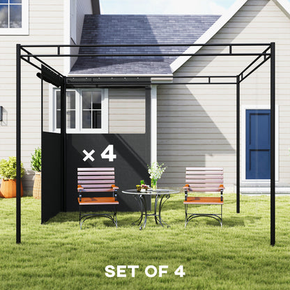 Set of 4 Replacement Gazebo Curtains Sidewalls | UPF30+ Polyester | Roll-Up Mesh Windows | Double-Sided Zip | O-Rings Included | Fits Most 3x3m Gazebos | 300x198cm | Dark Grey