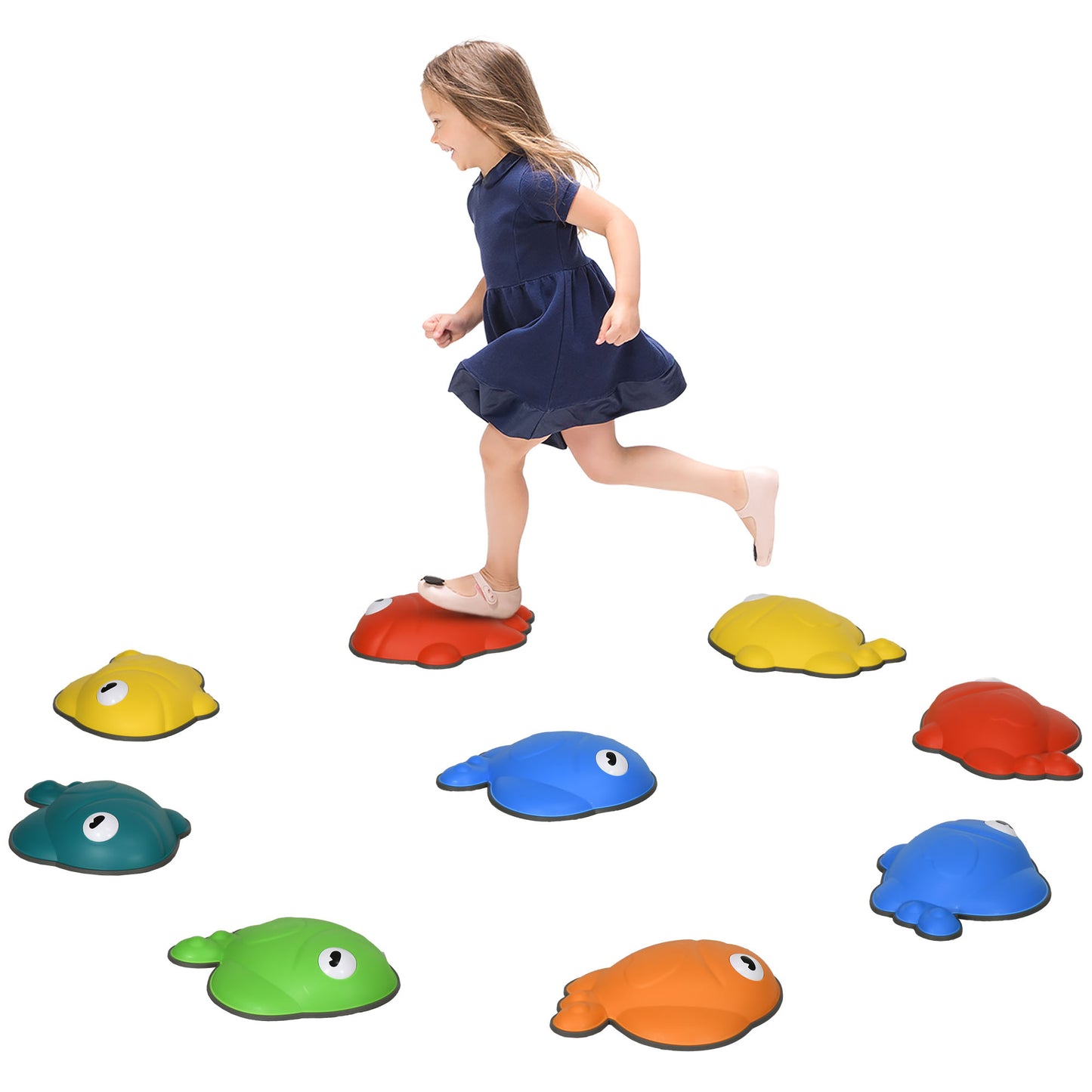 AIYAPLAY 9 Piece Balance Stepping Stones Kids for Sensory with Non-slip Edge, Stackable Outdoor Indoor Obstacle Course