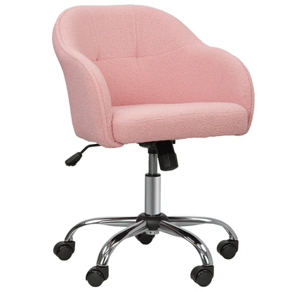 Teddy Fleece Swivel Office Chair - Pink
