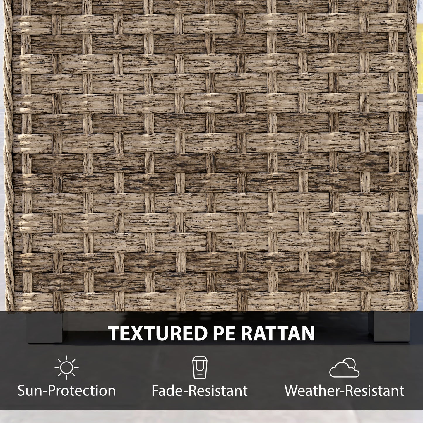 2-Tier Rattan Garden Coffee Table | Storage Shelf | Slatted Top | 50kg | Foot Pads | Light Brown