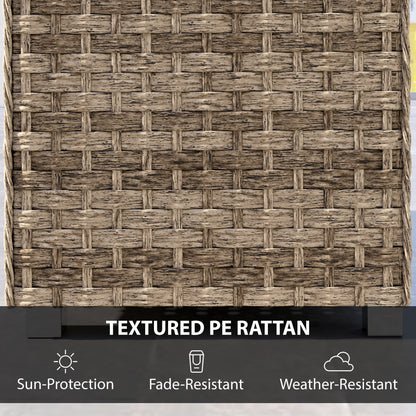 2-Tier Rattan Garden Coffee Table | Storage Shelf | Slatted Top | 50kg | Foot Pads | Light Brown