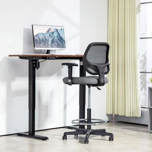 Vinsetto Ergonomic Mesh Back Drafting Chair Draughtsman Chair with Adjustable Height, Grey
