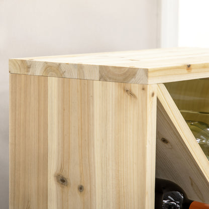 Set of 2 Wooden Wine Rack, X-Shaped Square Tabletop Storage Holder for 24 Bottle, Natural Wood