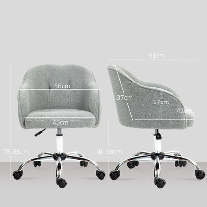 Computer Desk Chair, Fabric Swivel Office Chair, Makeup Vanity Chair with Height Adjustable, Wheels, for Home Study Bedroom, Grey