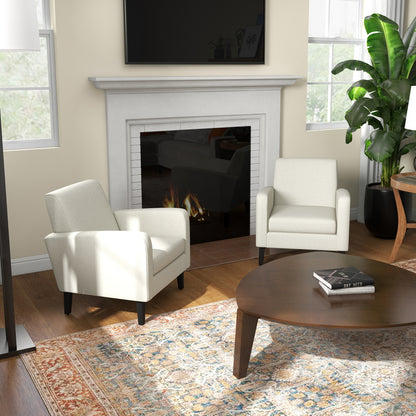 Set Of 2 Modern Armchairs With Rubber Wood Legs, Upholstered Accent Chairs, Single Sofa for Living Room, Bedroom - Different Colours