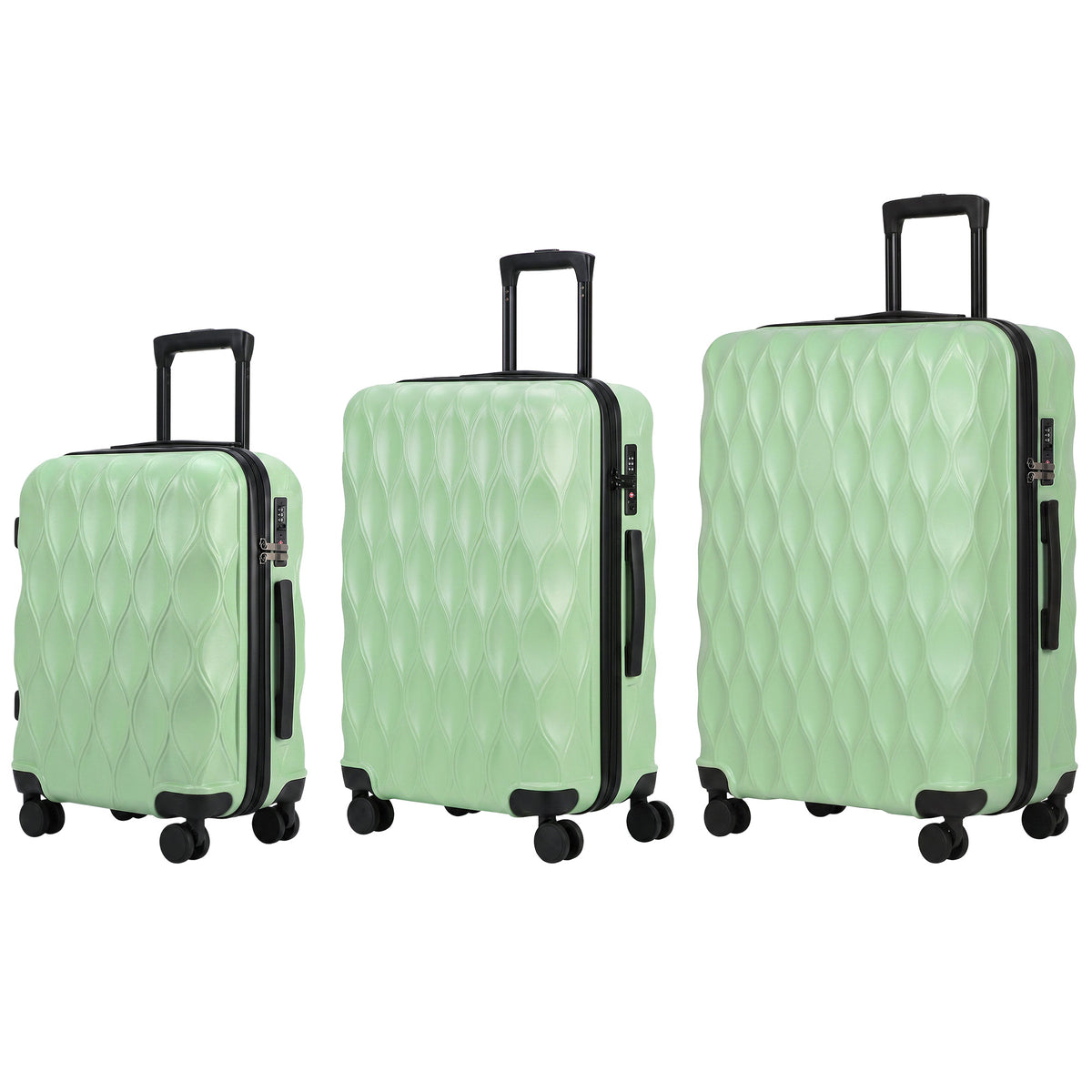 3-Piece Hard Shell Suitcase Set | TSA Lock & 360° Spinner Wheels | 20/24/28 Inch Carry-On & Checked Luggage | Black or Green