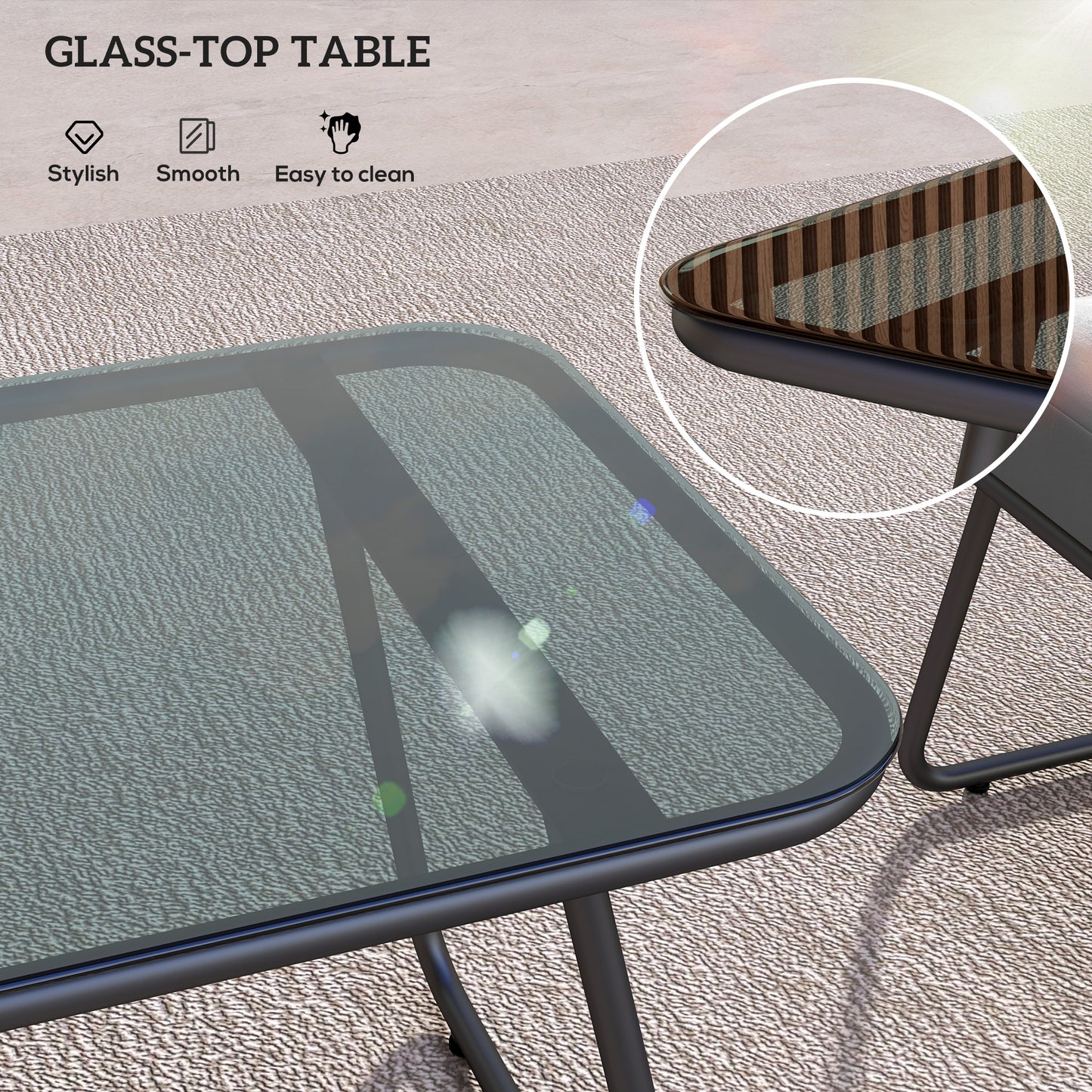 Outsunny 4 Piece Rattan Garden Furniture Set , Patio Outdoor Furniture Set w/ Glass Top Coffee Table and Cushions for Patio, Conservatory, Balcony, Grey