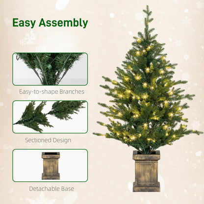 Set of Two Artificial 4ft Christmas Trees, with Lights - Green