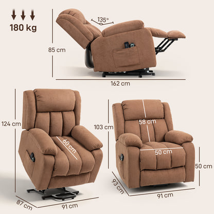 Power Lift Recliner Chair with Massage, Overstuffed Lift Chair with Footrest, Remote and Side Pocket