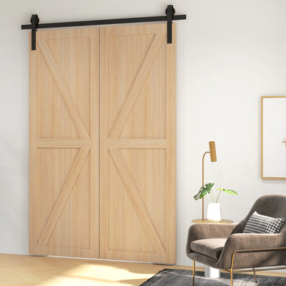 5FT/152.5CM Bi-Folding Sliding Barn Door Hardware Track Kit, Heavy Duty Sliding Door Kit for 2 Doors with J Shape Hanger