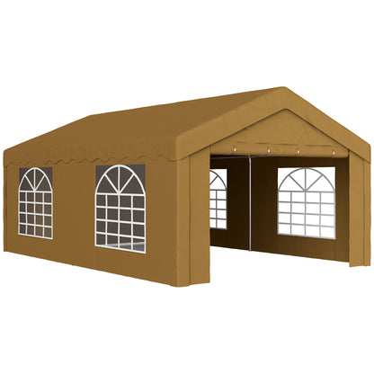 6m x 4m Garden Gazebo, Galvanised Marquee Party Tent with Removable Sides and Windows for Parties, Wedding and Events, Yellow