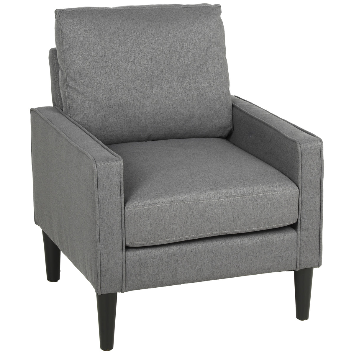 Accent Armchair | Cream, Grey & Green Linen-Look Chair with Spring Seat and Removable Pillow