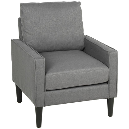 Accent Armchair | Cream, Grey & Green Linen-Look Chair with Spring Seat and Removable Pillow