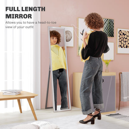 Full Length Mirror, 37 x 157cm Wall Mounted, Leaning, Free Standing Mirror, Framed Full Body Mirror for Living Room, Bedroom, Silver