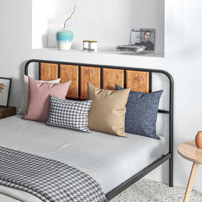 31cm Retro King Size Bed Frame, Industrial Bed Base with Headboard, Footboard, Steel Slat Support and Under Bed Storage, 160 x 207cm