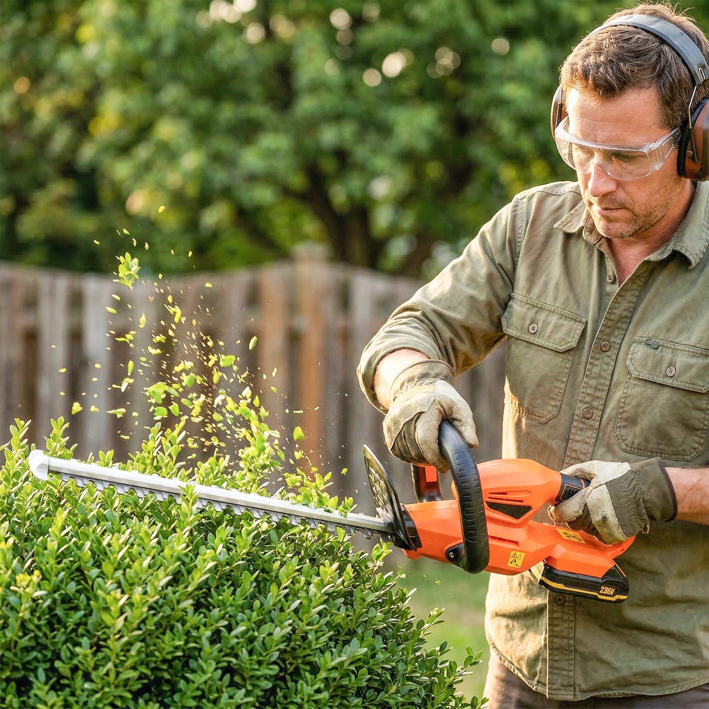 Outsunny 20" Cordless Hedge Trimmer, 18V Electric Hedge Cutter with 51cm Dual Action Blade, 2000mAh Battery and Charger