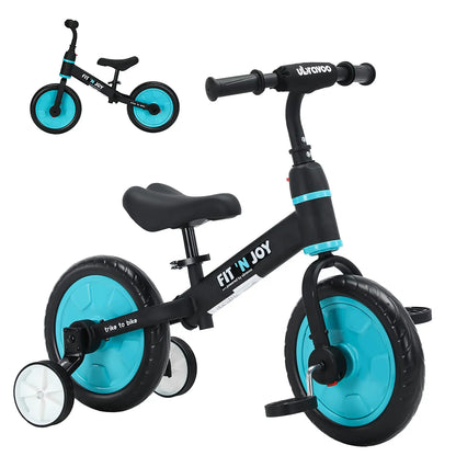 UBRAVOO Fit 'n Joy Beginner Toddler Training Bicycle For Boys Girls Age 2 - 4, 4-in-1 Kids Balance Bike With Pedals & Training Wheels Stabilisers